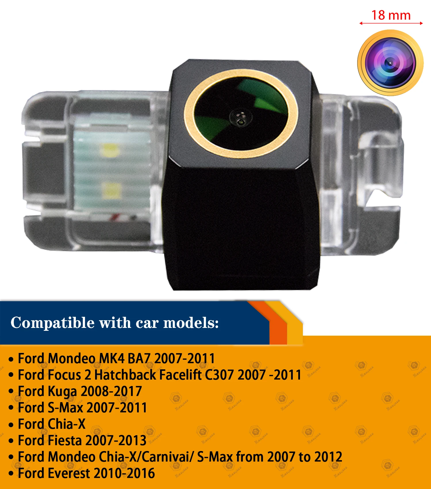 HD 1280*720p Rear View Night vision Camera for FORD Ranger Fiesta/Kuga/S-Max/Mondeo/Focus II ,Reversing Backup Parking Camera
