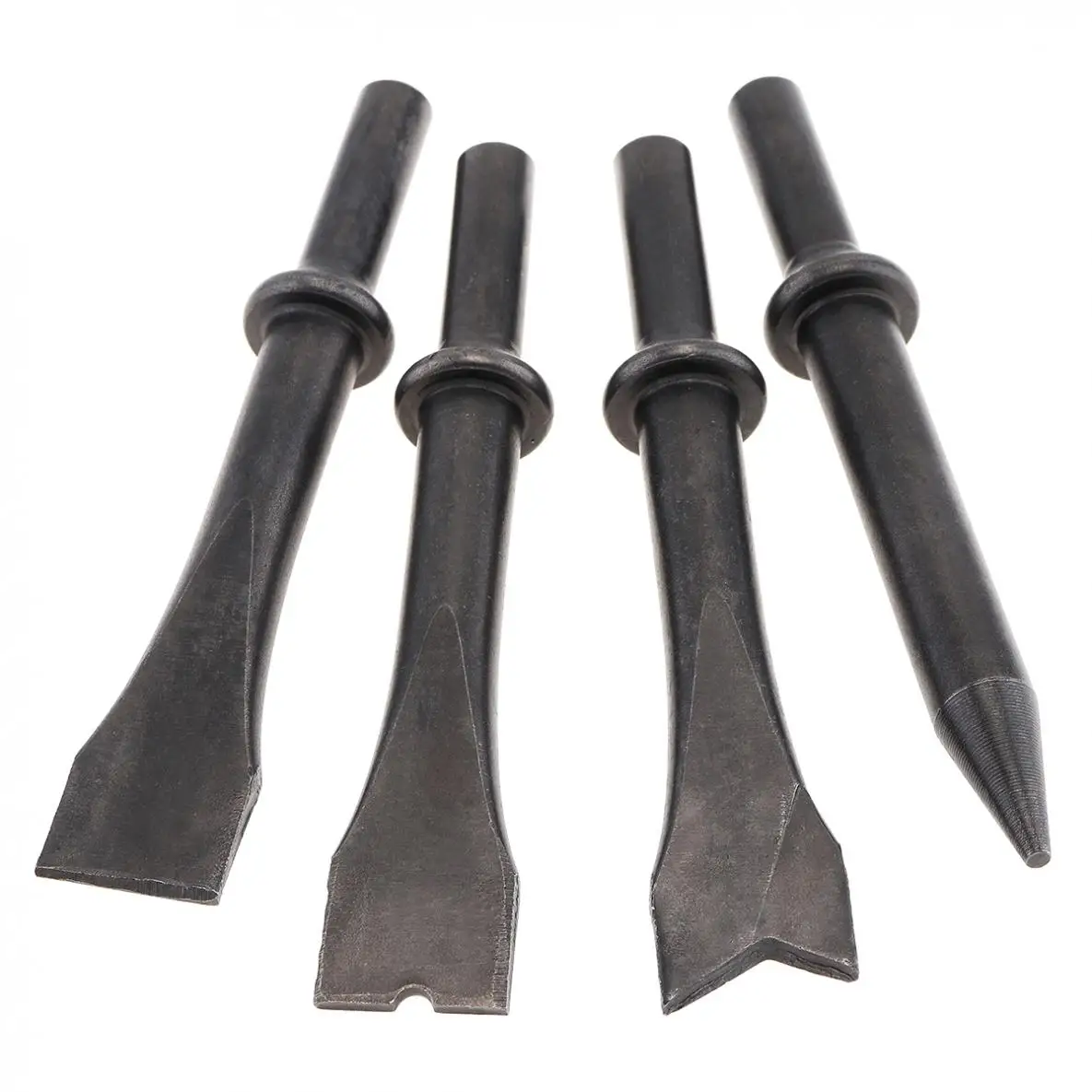 4pcs/set Hard 45# Steel Solid Short Air Chisel Impact Head Support Pneumatic Tool for Cutting / Rusting Removal Accessories