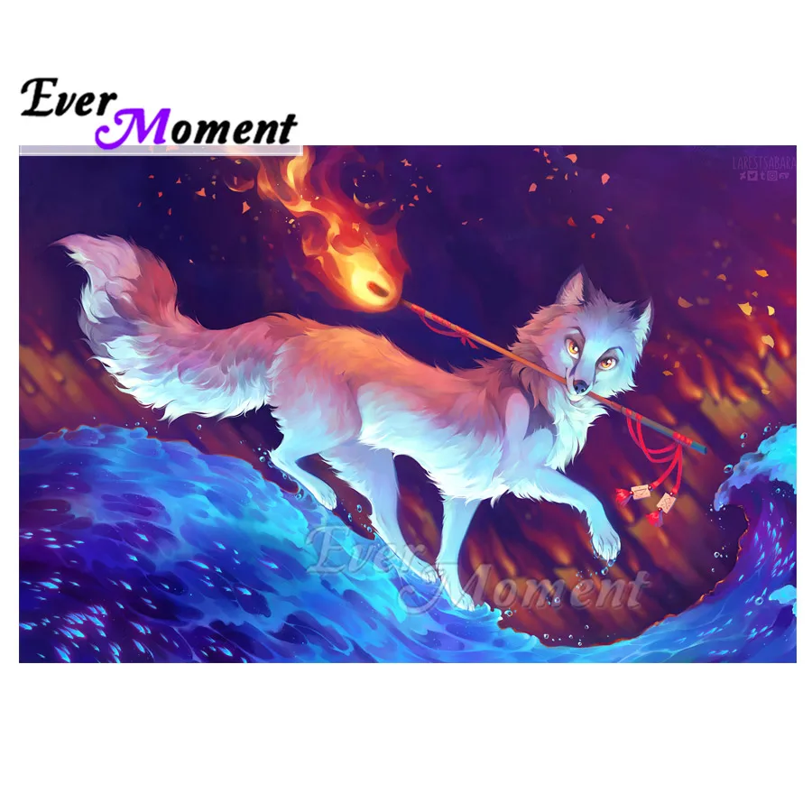 Ever Moment Diamond Painting Handmade White Wolf Fire Arrow Picture Of Rhinestone 5D DIY Mosaic Diamond Embroidery ASF1836