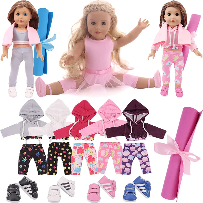 Ballet Yoga Training Suit Pajamas For American 18 Inch Girl Doll Clothes Accesories 43 cm Born Baby Items Our Generation Nenuco