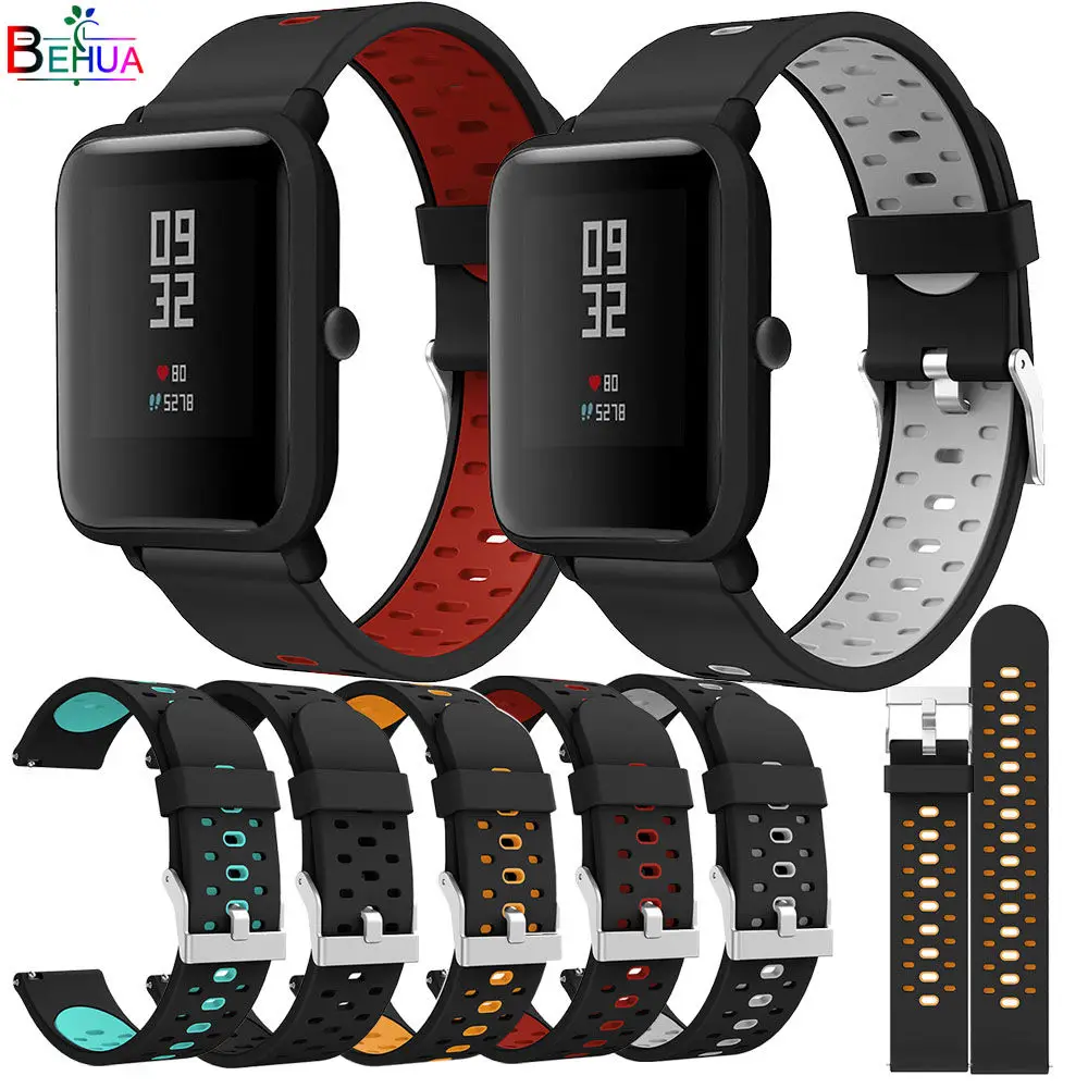 Behua-huami amazfit bip,youth,bip lite,gts用の交換用シリコンブレスレット,20mm