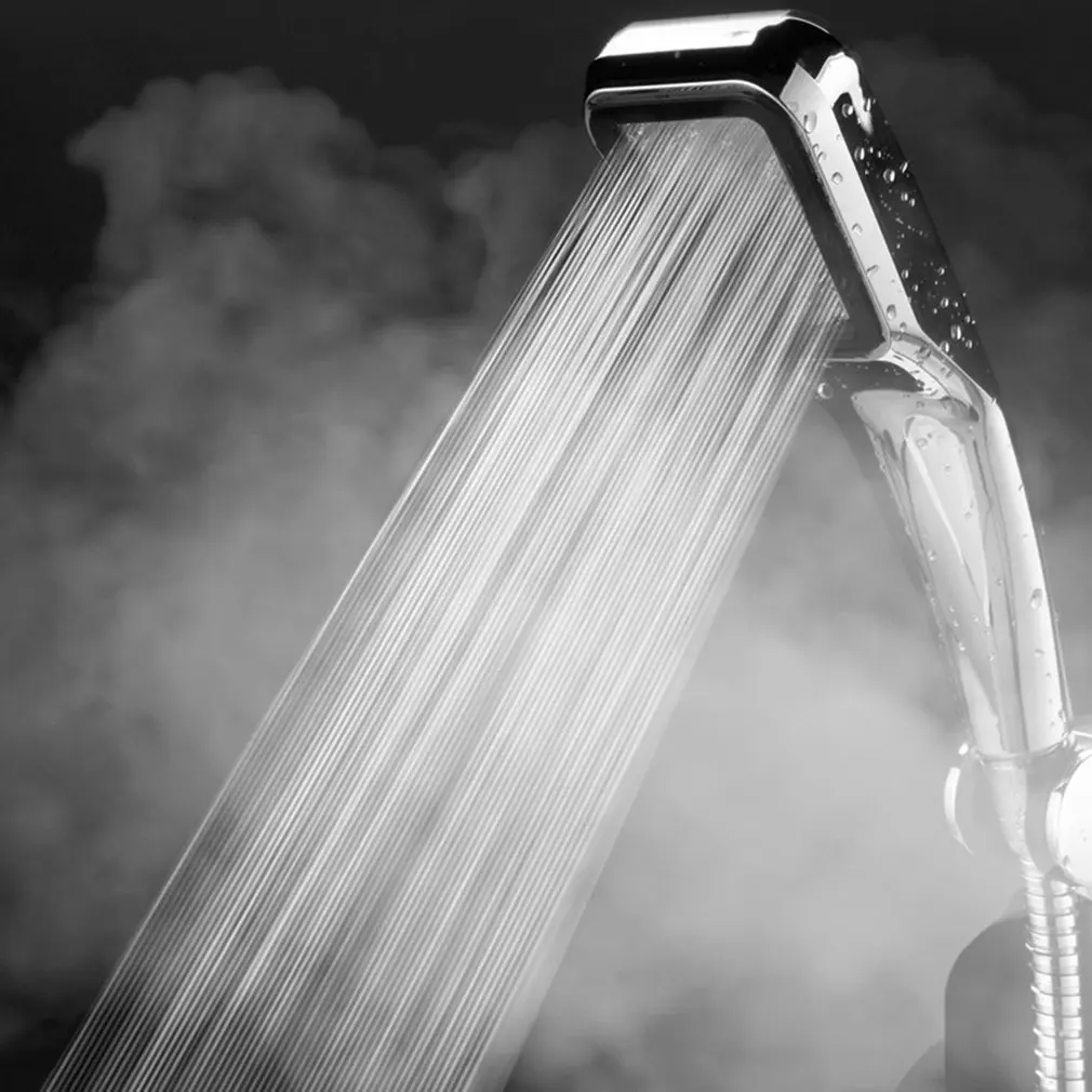 Shower Bath Head Adjustable 3 Mode High Pressure Stone Stream Handheld Telephone Shower Head Temperature Control