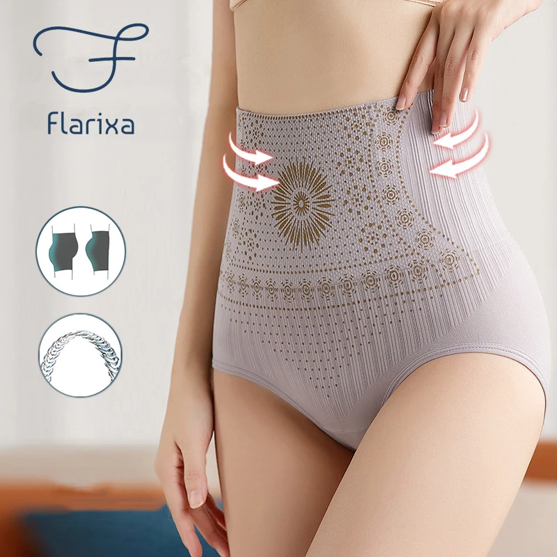 Calcinha Flarixa sem costura de cintura alta para mulheres, cuecas barriga controle, cuecas pós-parto abdominais e quadril, cuecas para moldar o corpo