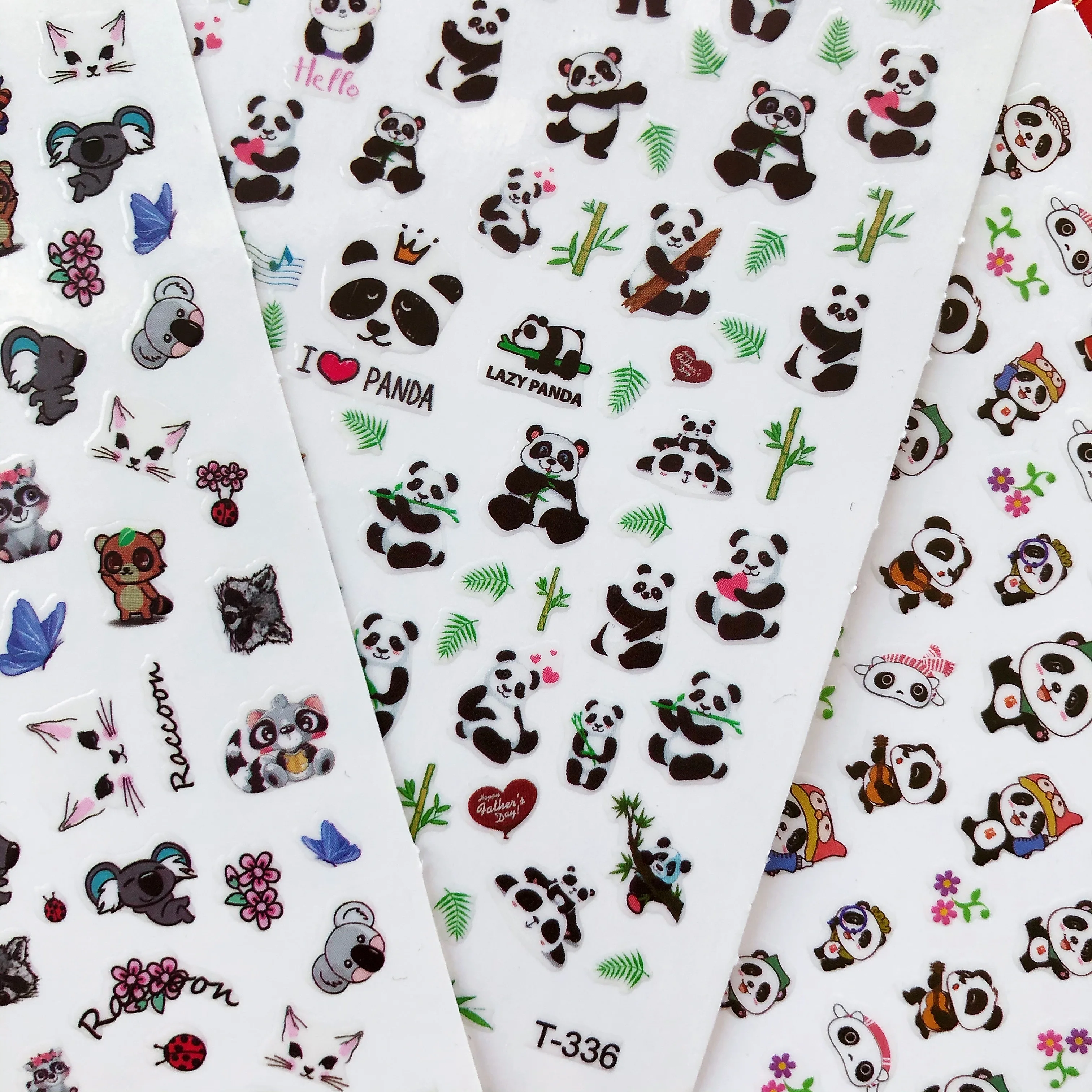 3D Nail Sticker Lovely Animal Nail Art Decorations Panda Koala Wraps Decals Slider Design Adhesive Manicure Tips Stickers HL88