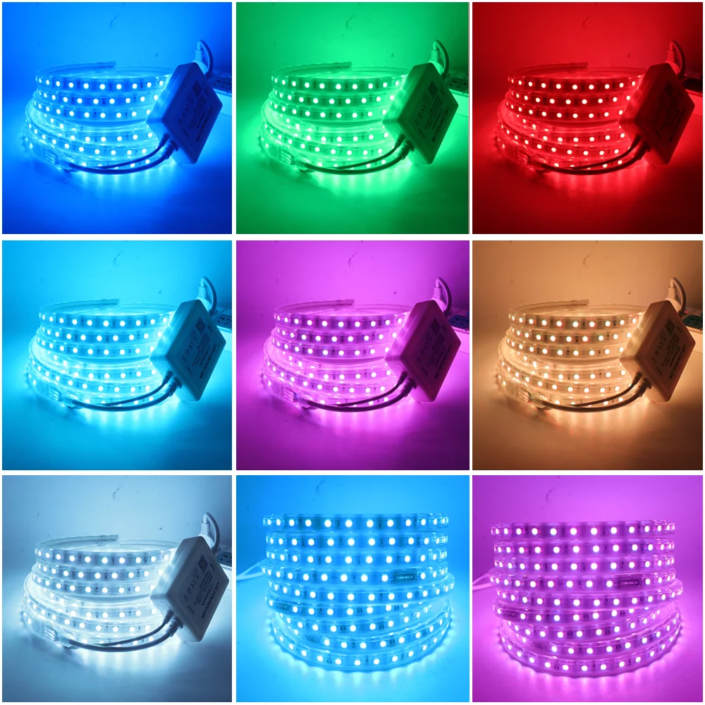 WIFI LED diody na wstążce RGB 5050 wstążka dioda ue 220V US 110V elastyczne światło LED wodoodporne użycie na zewnątrz taśma LED pilot