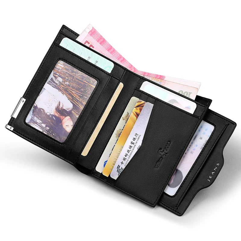 WILLIAMPOLO Leather Wallets Men Wallets Clutch Fashion Short Wallet Super Thin Mini Wallet Card Holder Billetera PL220