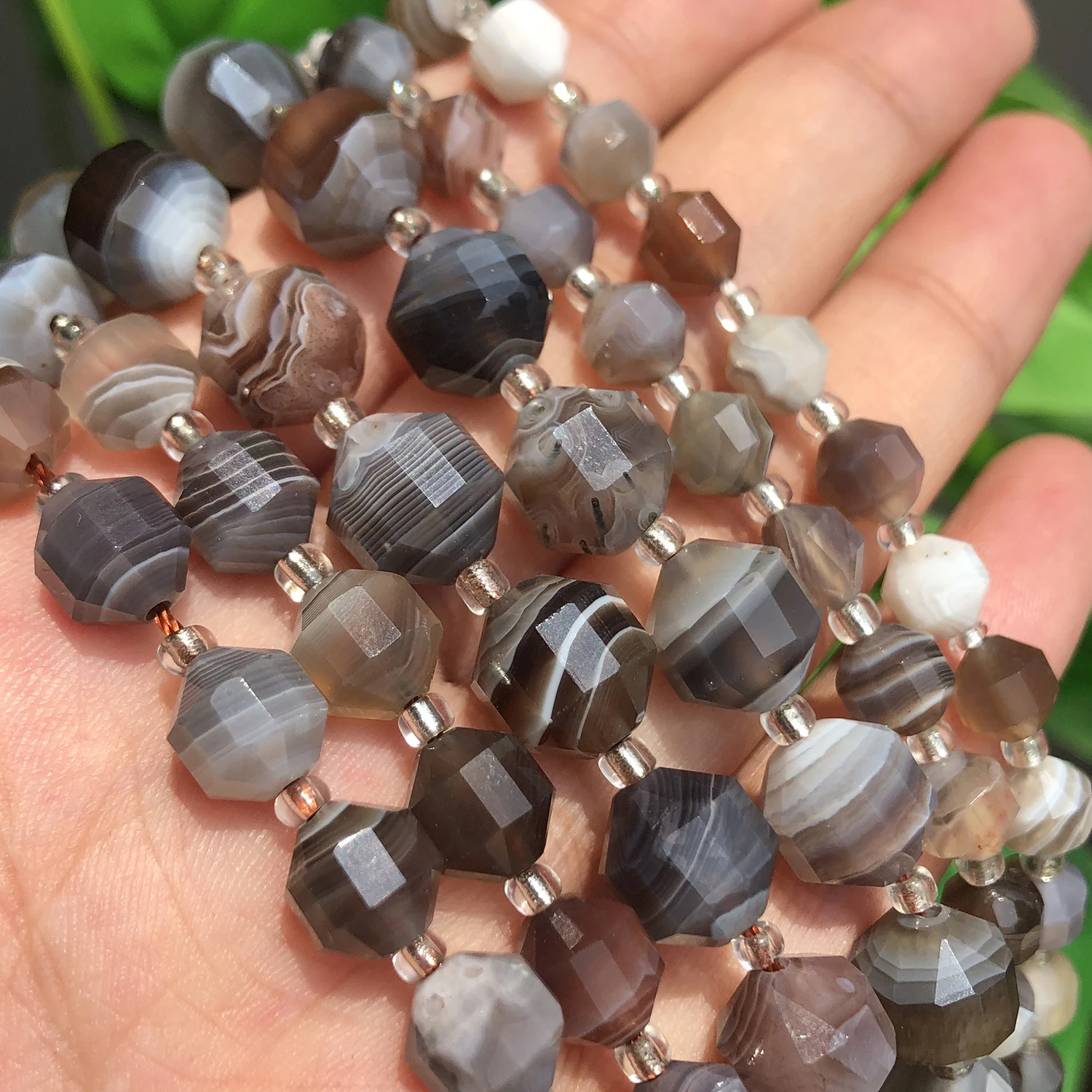 Faceted Botswana Sardonyx Agates Beads Natural Stone Loose Spacer Beads for Jewelry Making DIY Handmade Bracelet Accessories