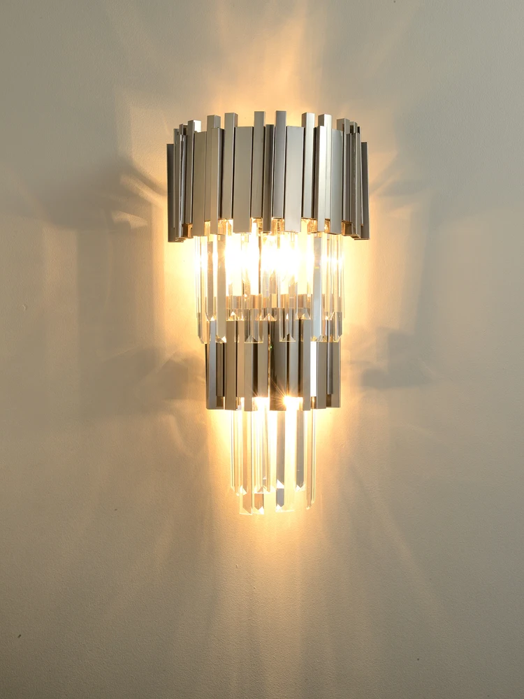 Art Deco LED Postmodern Stainless Steel Crystal Golden Clear LED Lamp LED Light Wall lamp Wall Light Wall Sconce For Bedroom