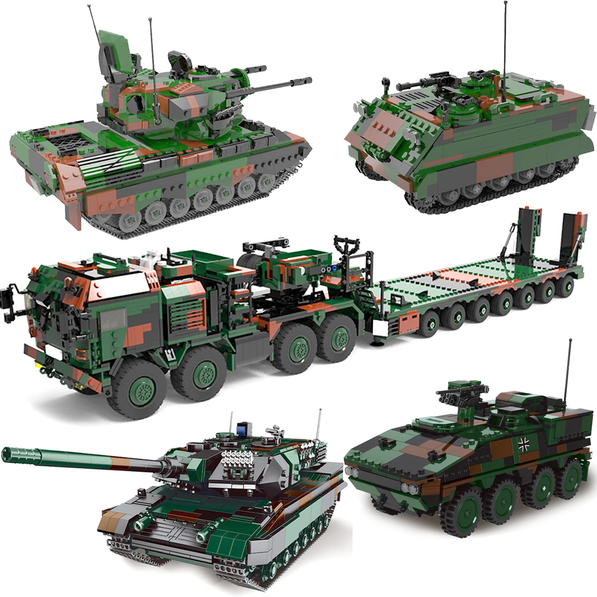 New Xingbao Military Blocks Series HX-8 Elefant Tractor Truck M113 Tracked Armored Vehicle Building Blocks Bricks Boy Toys Gifts