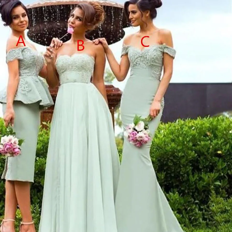 

A Line Gown New Custom Sweetheart Sleeveless Bridesmaid Dresses Applique Chiffon Prom Party Gown