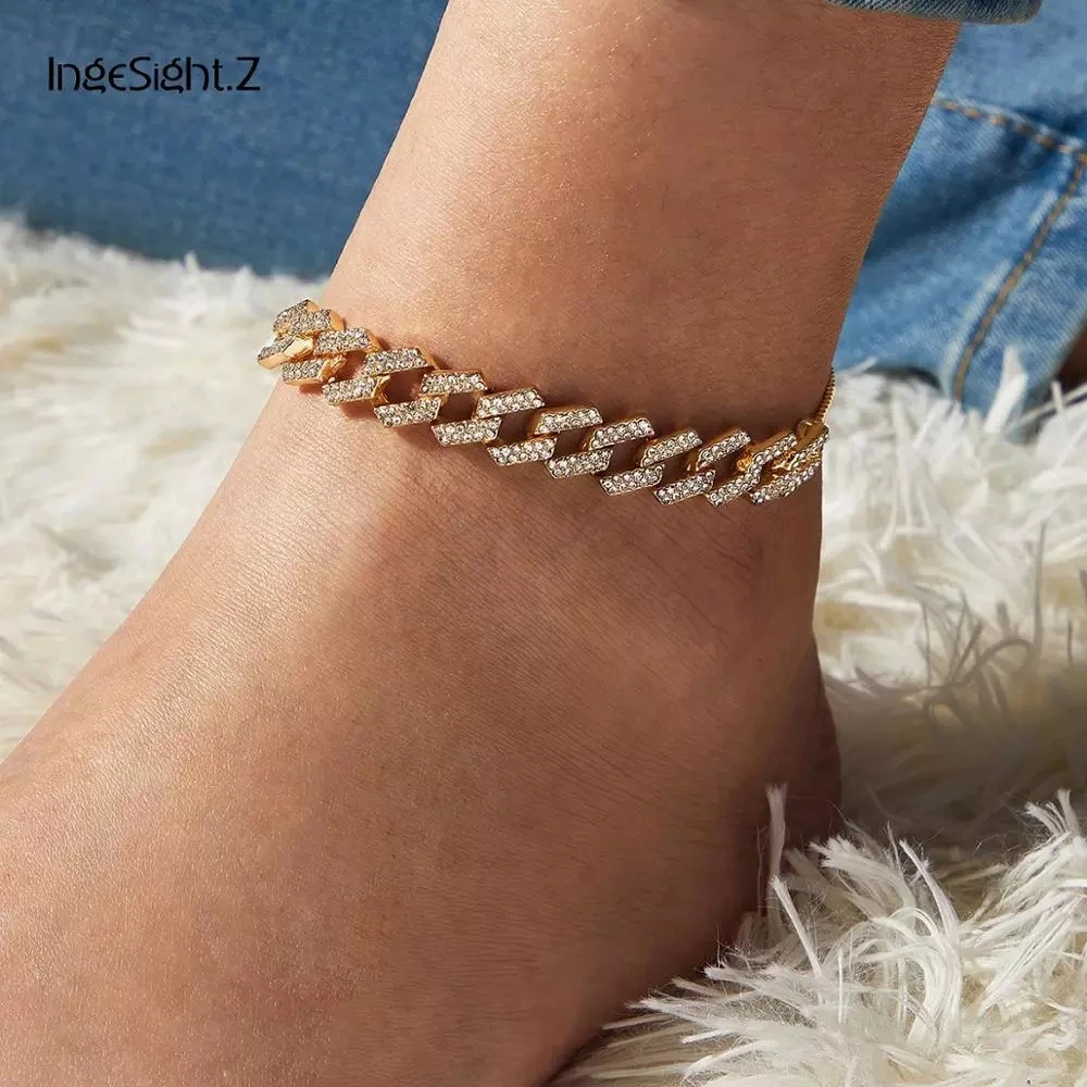 Shiny rhinestone ankle bracelets, 4 colors