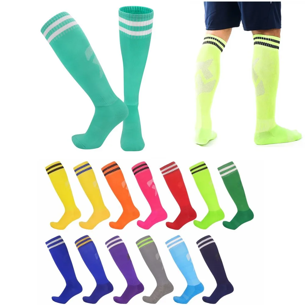 

Boys Long Football Socks High Quality Men Anti-Skid Towel Bottom Sports Skateboard Cycling Running Over Knees Soccer Stockings