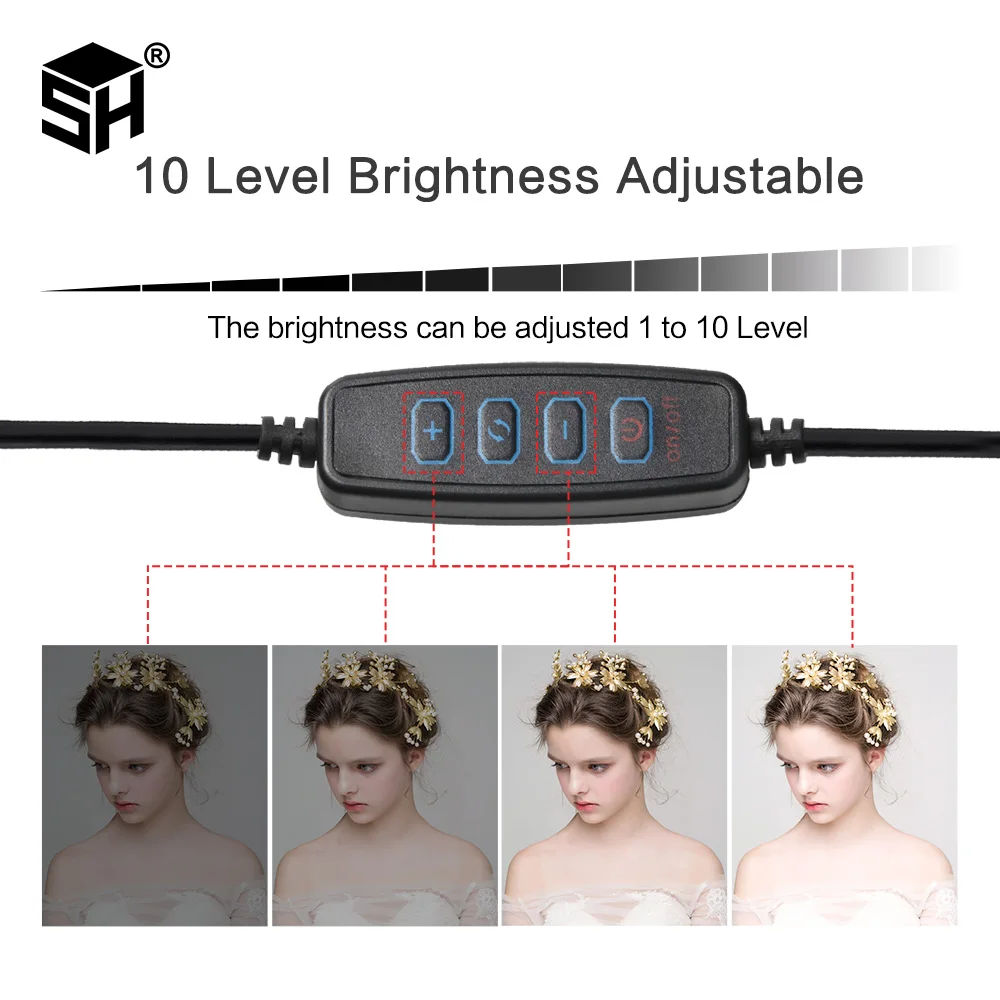 SH 16 سنتيمتر 6 بوصة مصباح مصمم على شكل حلقة Usb تهمة Selfie Led فيديو مصباح عكس الضوء التصوير ضوء لاستوديو التصوير الفوتوغرافي YouTuber