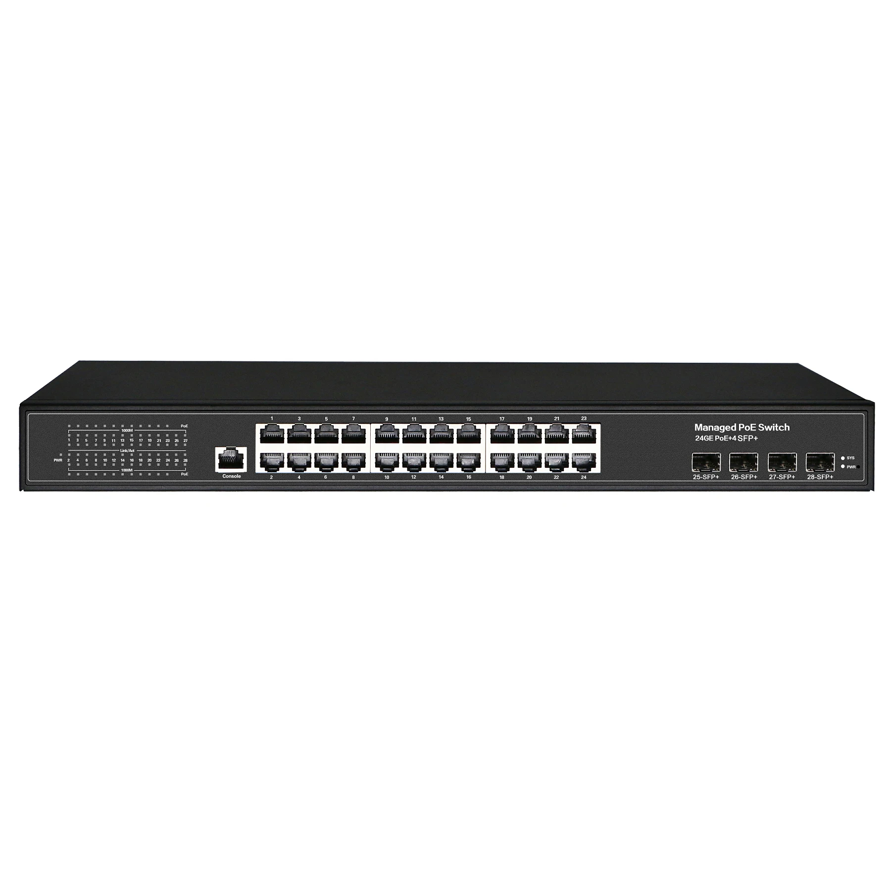 L3 10G Switch 24*100/1000M Ports with 4*SFP+ Optical Fiber Uplink