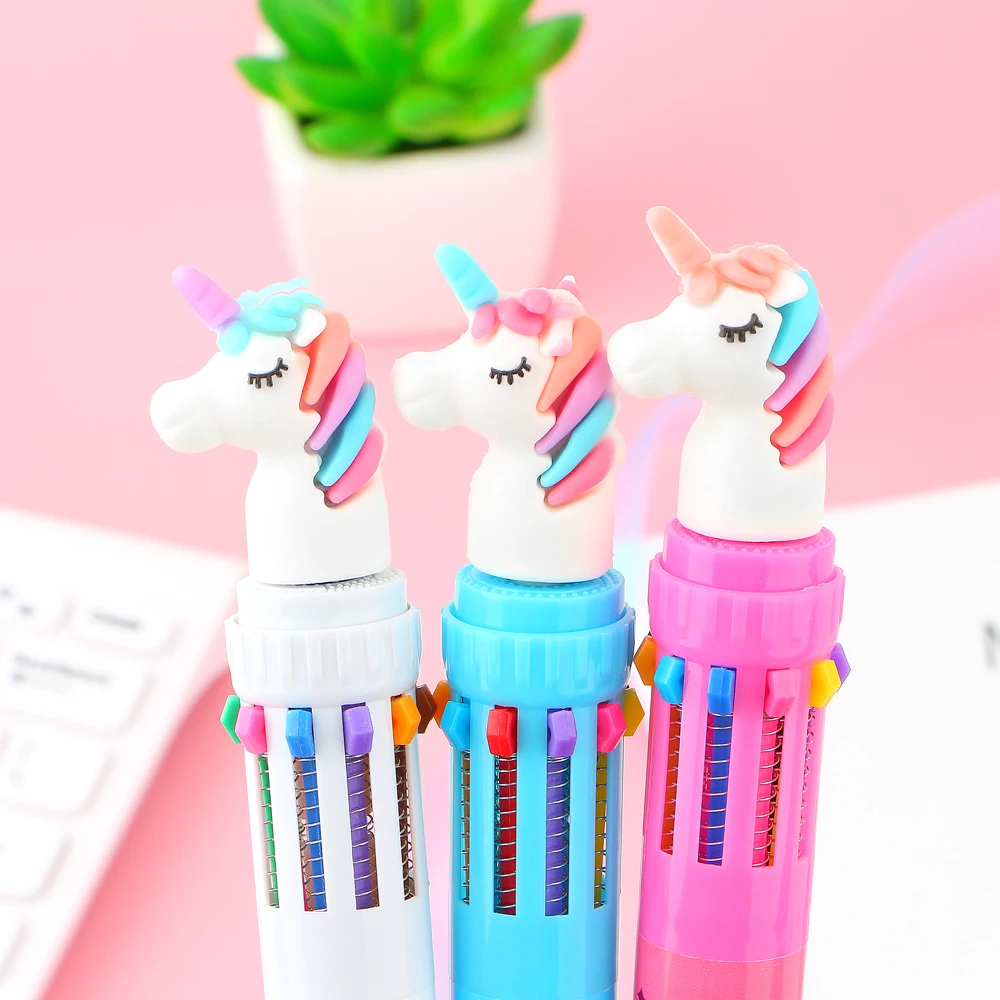 1Pc Dream Unicorn 10 Colors Chunky Ballpoint Pen School Office Supply Gift Stationery Drawing Toy Pen for Children