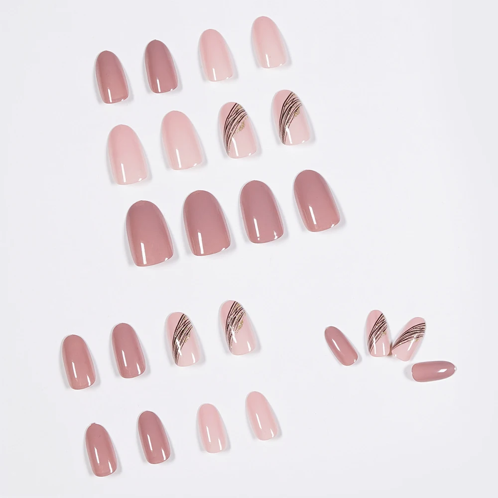 24pcs/Box Detachable Full Cover Manicure Tool Wearable Fake Nails Nail Tips Oval Head False Nails
