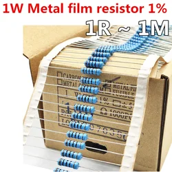 50 sztuk/partia 1W rezystor metalowy 1% 1R ~ 1M ohm 2.2R 4.7R 10R 22R 47R 100R 220R 470R 1K 10K 100K 2.2 4.7 10 22 47 100 220 470 ohm