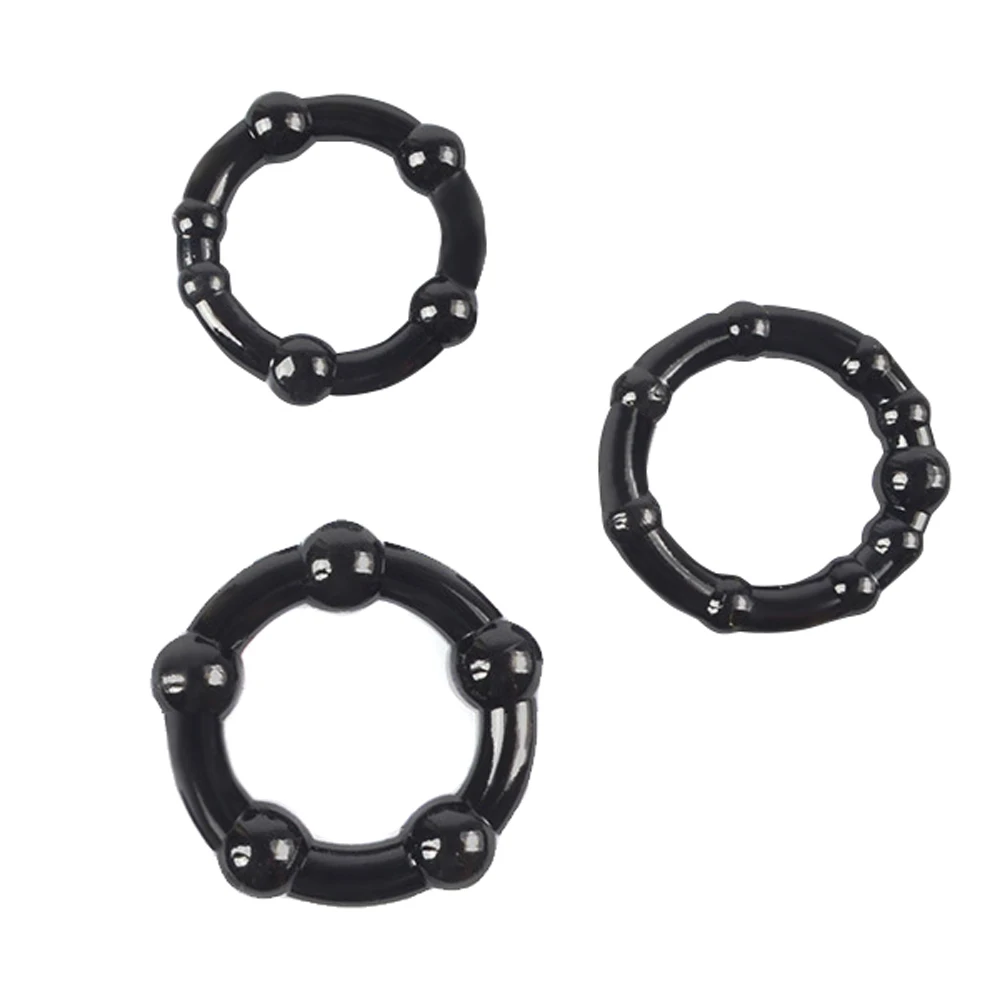 3Pcs Silicone Beaded Penis Rings Delaying Ejaculation Cock Rings Lock Ejaculation Constriction Donuts Sex Rings For Men