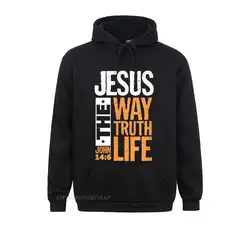 Jesus o caminho verdade vida joão bíblia cristã verso com capuz pulôver hoodies para camisolas masculinas roupas confortáveis por atacado