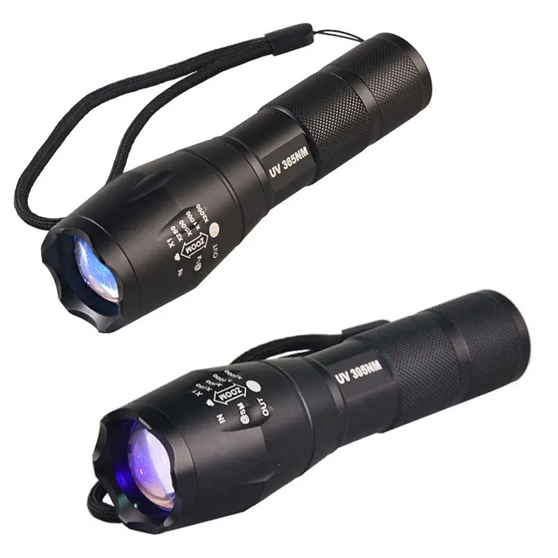 Powerful 365nm 395nm LED UV Light 3W Zoom Ultraviolet Flashlight New Military Grade Tactical Lantern Torch For Catch Scorpion