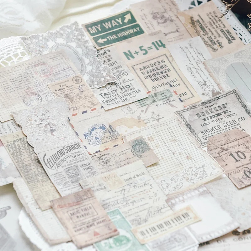 

Nikier 28pcs Vintage Coffee Stains Stickers Collage Ticket Label Aesthetic Junk Journal Ephemera Album Scrapbooking Material