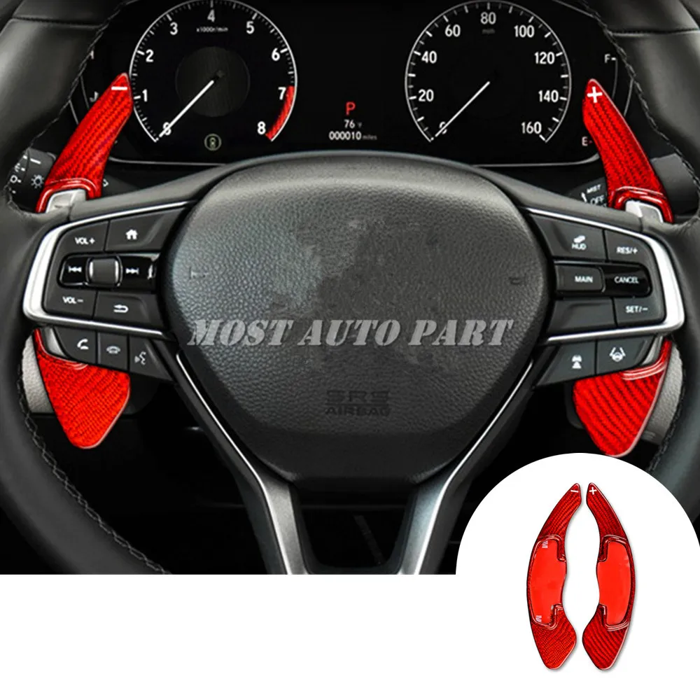 

Real Carbon Fiber Steering Wheel Paddle Shift For Honda Accord Civic CR-V Odyssey Pilot Insight Acura MDX RDX ILX TLX Red/Black