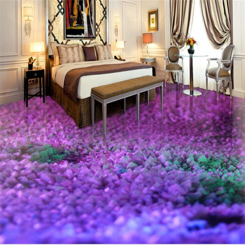 

wellyu Personalized custom floor paste purple gem 3D living room wear thickening waterproof skid decorative painting