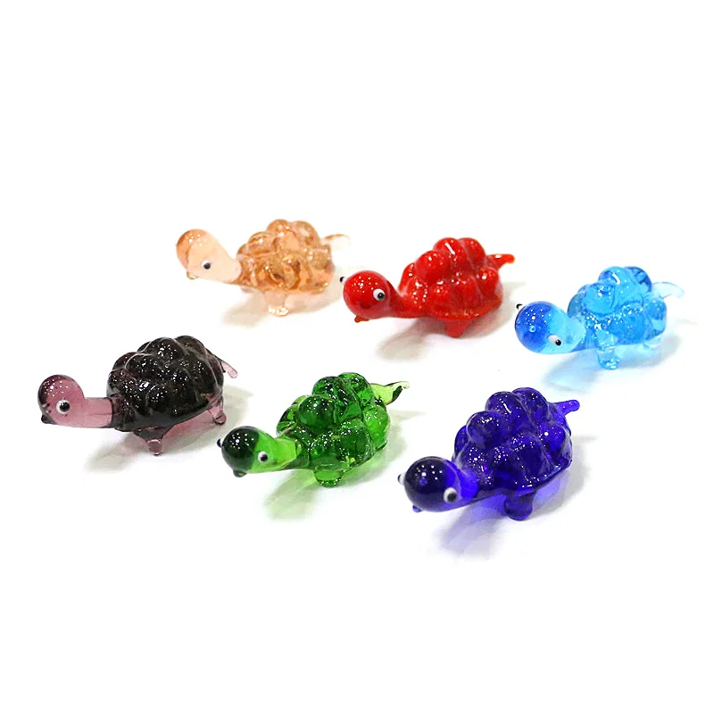 Cute Glass Turtle Mini Figurines Japanese Style Tiny Cartoon Sea Animals Craft Ornaments Aquarium Fairy Garden Decor Supplies