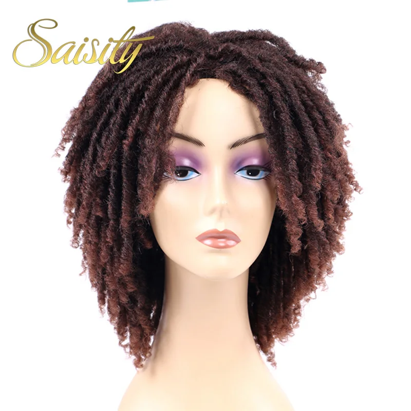 Saisity Medium Part Synthetic Dreadlocks Hair Wig for African Women Black Brown Bug Ombre Crochet Soul Locs Braids Wigs