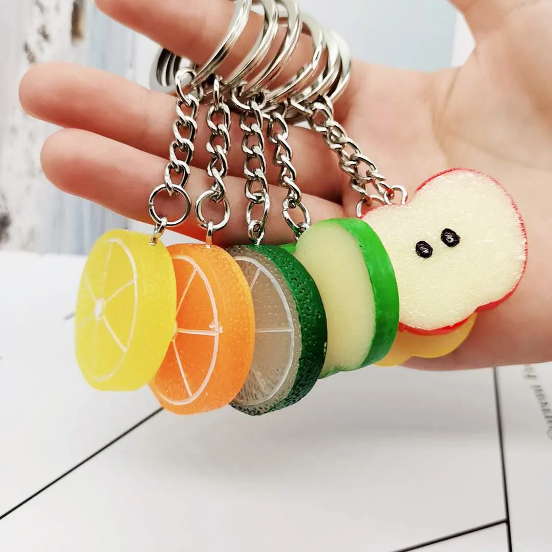 Nouveau citron Orange porte-clés voiture pendentif résine accessoires cadeau en gros Simulation fruits porte-clés petit pendentif bijoux K2437