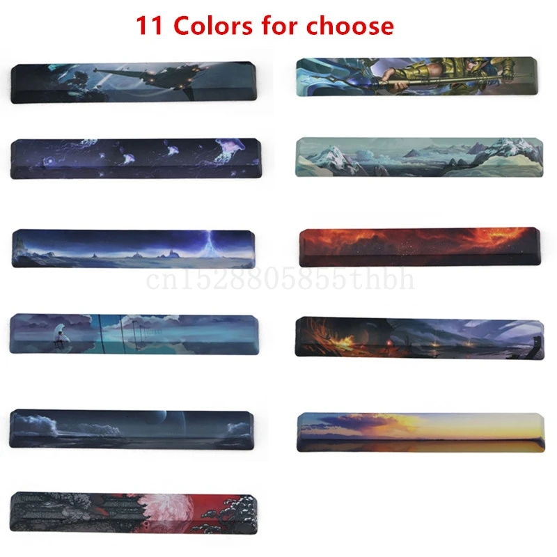 11 patterns SpaceBar Keycap PBT Five Sides Dye-Subbed Spacebar 6.25U OEm Profile Spaceship for DIY Mechanical Keyboard spaces