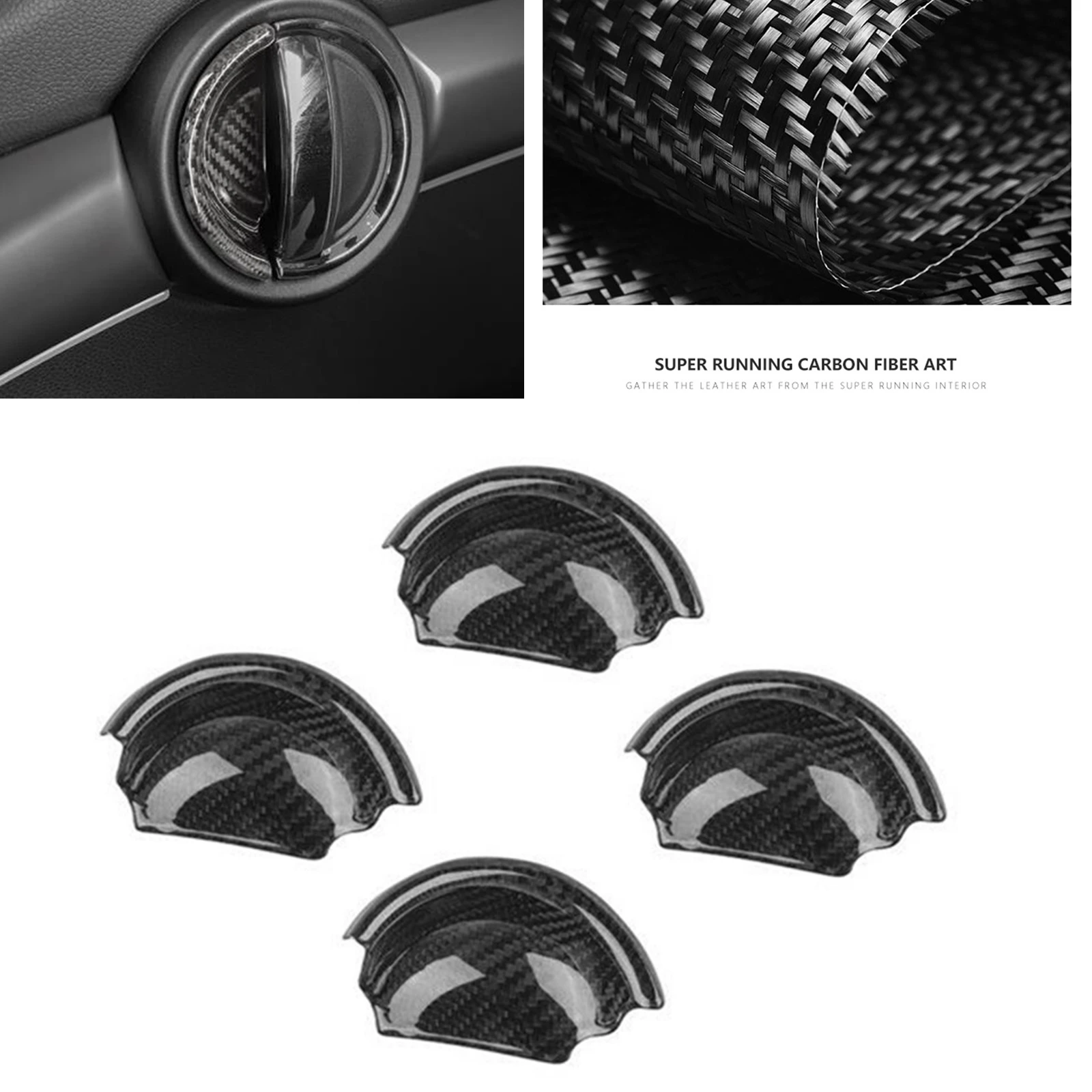 

For Mini Cooper F54 F55 F60 2014-2022 Real Carbon Fiber Car Interior Door Knob Bowl Cover Trim Sticker Decoration