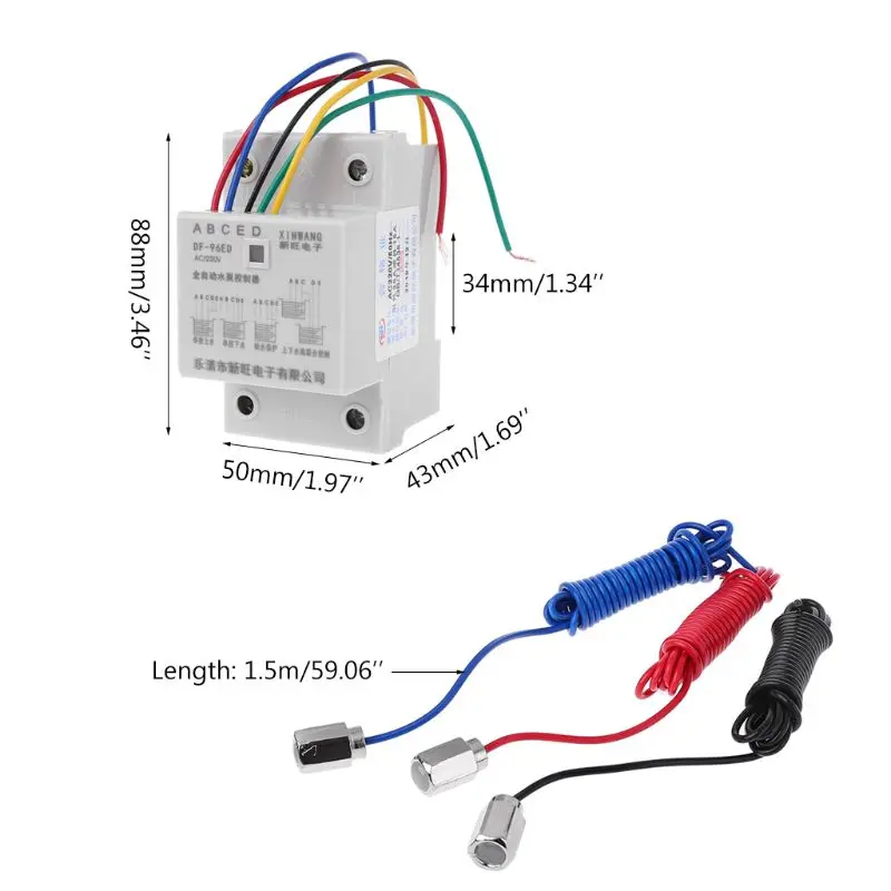 DF-96ED Automatic Water Level Controller Switch 10A 220V Water Tank Liquid Level Detection Sensor Water Pump Controller 63HF