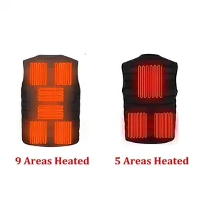 Smart Heating Cotton Vest para homens e mulheres, casaco térmico quente, V Neck, ao ar livre, flexível, 9 áreas aquecidas, outono, inverno, M-7XL 8 principais vendas coletes de desporto - №7