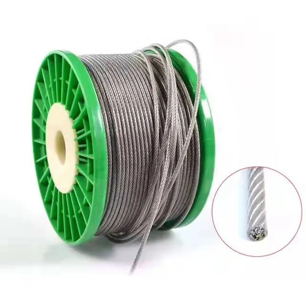 10Meters 304 Stainless Steel Wire Rope PVC Plastic-coated Cable Clothesline Rope Diameter 0.6mm 0.8mm 1mm 1.2mm 1.5mm 2mm