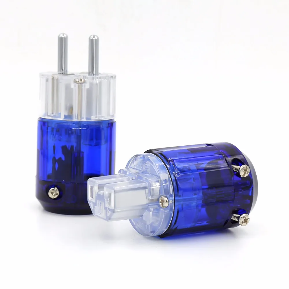 P037etr 1 paar hohe qualität hifi messing P-037e + reines kupfer C-037 rhodiniert eu power stecker ac kabel netzstecker – Detail 2