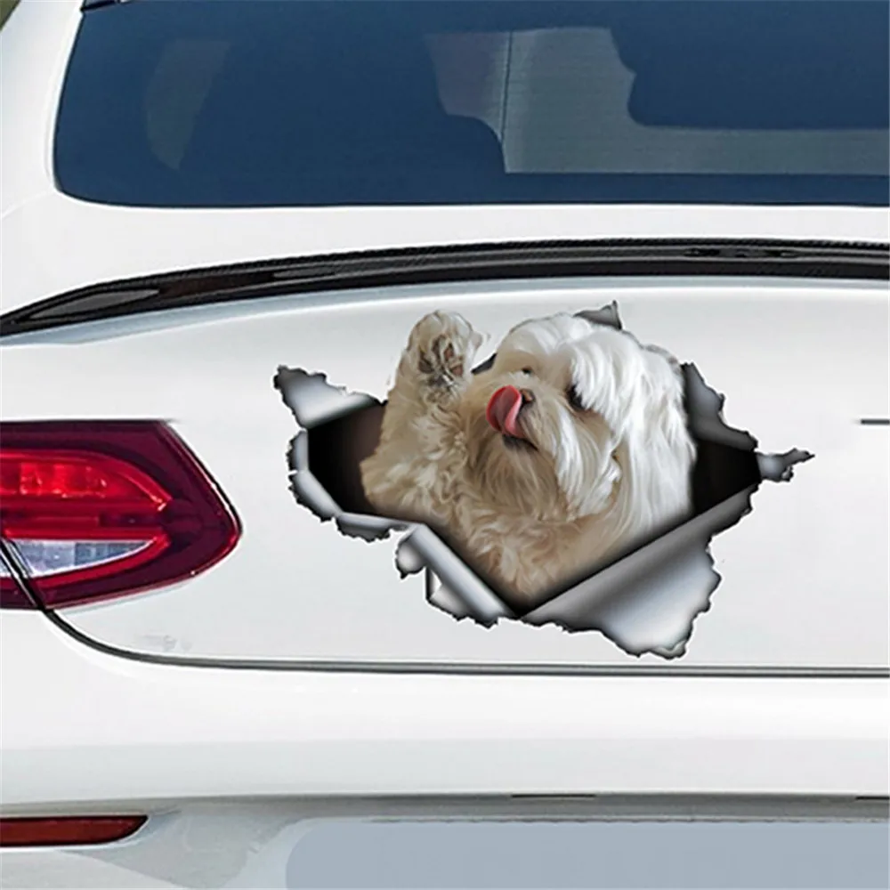 1PC Torn Pet Dog Car Sticker Metal Reflective Waterproof For Auto Body Animal Stickers Decoration Decal Symbol Badge Emblem