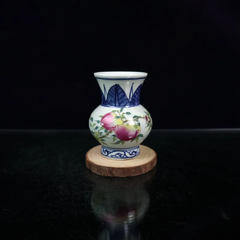 China Old Porcelain Blue And White Colored Longevity Vase