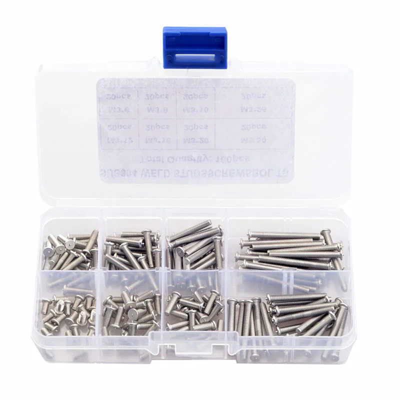 

160PCS 304 Stainless Steel Type A Welding Screw Spot Welding Screw Striker Set Plant Welding Nail Stud Weld Studs For Capacitor