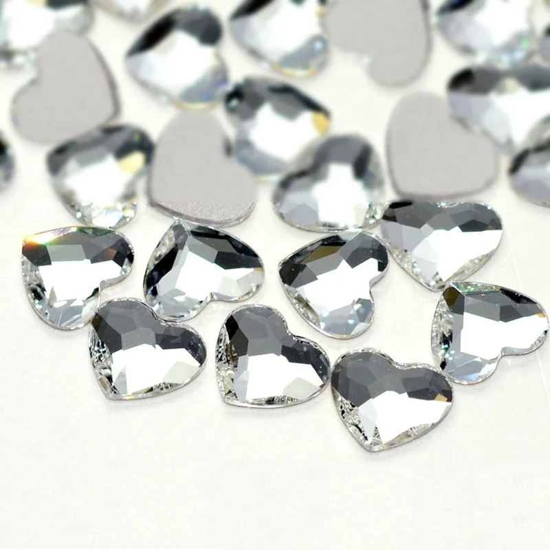 Flat back Crystal Heart Nail Pixie Rhinestones For Nails Art Decorations Glass Stone Manicure Strass Gem for Nail Art Garment