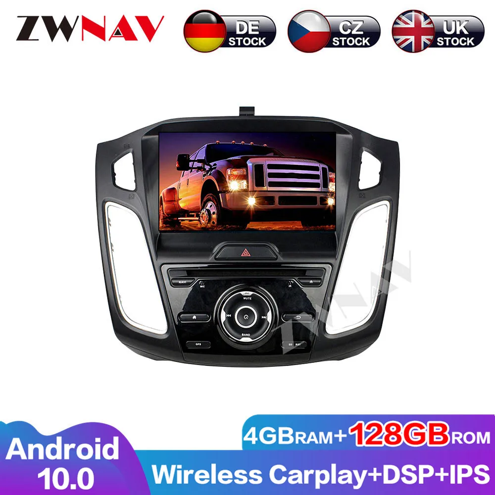 Wireless Carplay Radio 4G+128G Android 10 GPS Audio Navigation DVD Player For Ford Focus 2015 Head Unit Stereo Multimedia