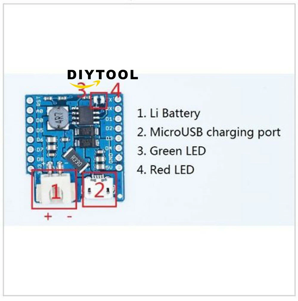 Scudo batteria per WeMos D1 mini batteria al litio singola ricarica e boost