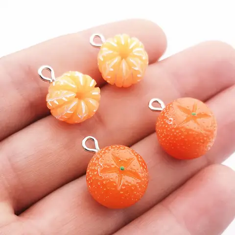 10pcs Cute Small Fruit 3D Orange Resin Charms For Earring Findings Lovely Floating Pendant DIY Fashion Jewelry Making