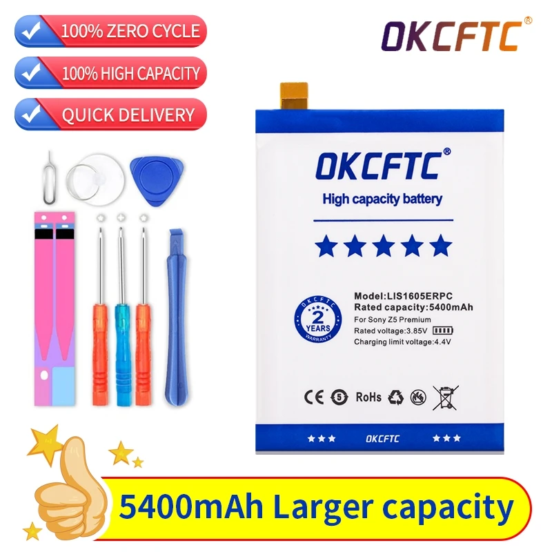 OKCFTC 5400mAh Battery for SONY Xperia Z5 Premium Z5P Dual E6883 E6853 LIS1605ERPC Batteries