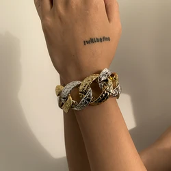 Simple Punk Thick Hybrid Bracelet Women's Exaggerated Metal Hollow Geometric Distorted Charm Adjustable Couple Bracelets Jewelry