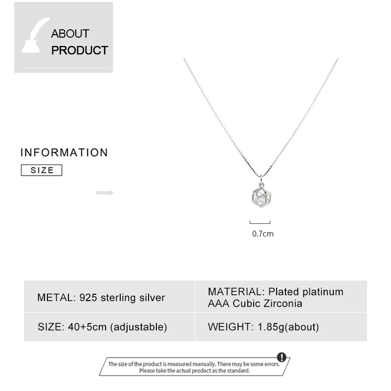 Женское ожерелье с подвеской геометрической формы из серебра 925 пробы, цепочка до ключиц в коробке, простой чокер стразы, модное ожерелье, Изящные Ювелирные украшения