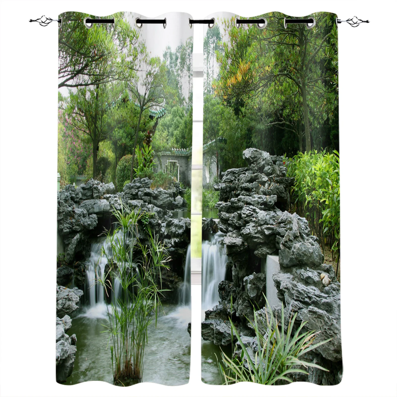 Garden Stones Bamboo Forest Curtains For Living Room Modern Window Curtains For Bedroom Curtains Drapes Blinds