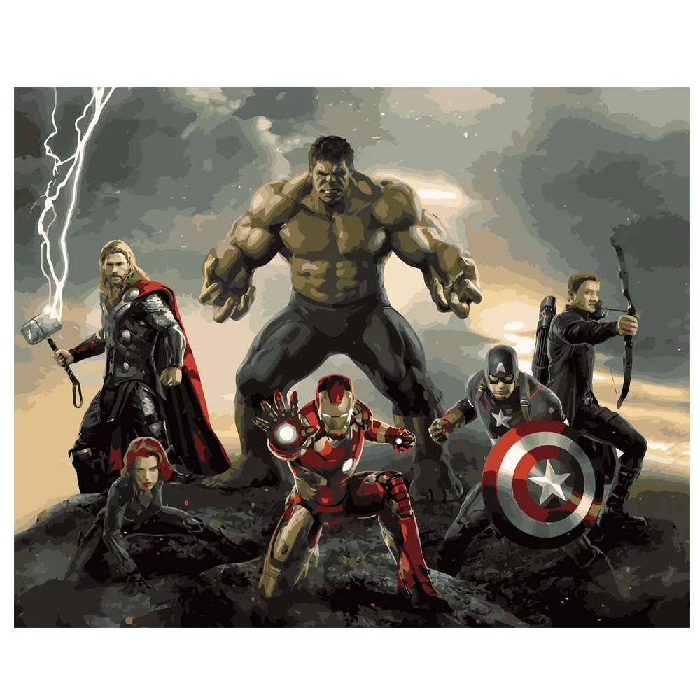 

The Avengers Painting by Numbers Superhero Diy Oil Paintings Handpainted Iron Man Hulk Captain America Painting by Number