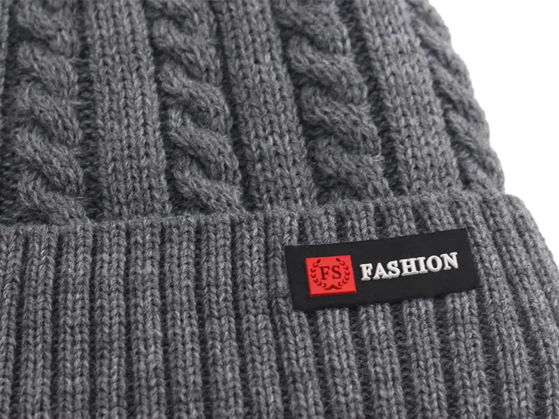 Marke Skullies Mützen Männer Winter Hüte Für Männer Kappe Frauen Winter Gestrickte Hut Männlich Warme Dicke Gorro Motorhaube Pelz Stricken Beanie Hut Kappe – Detail 7