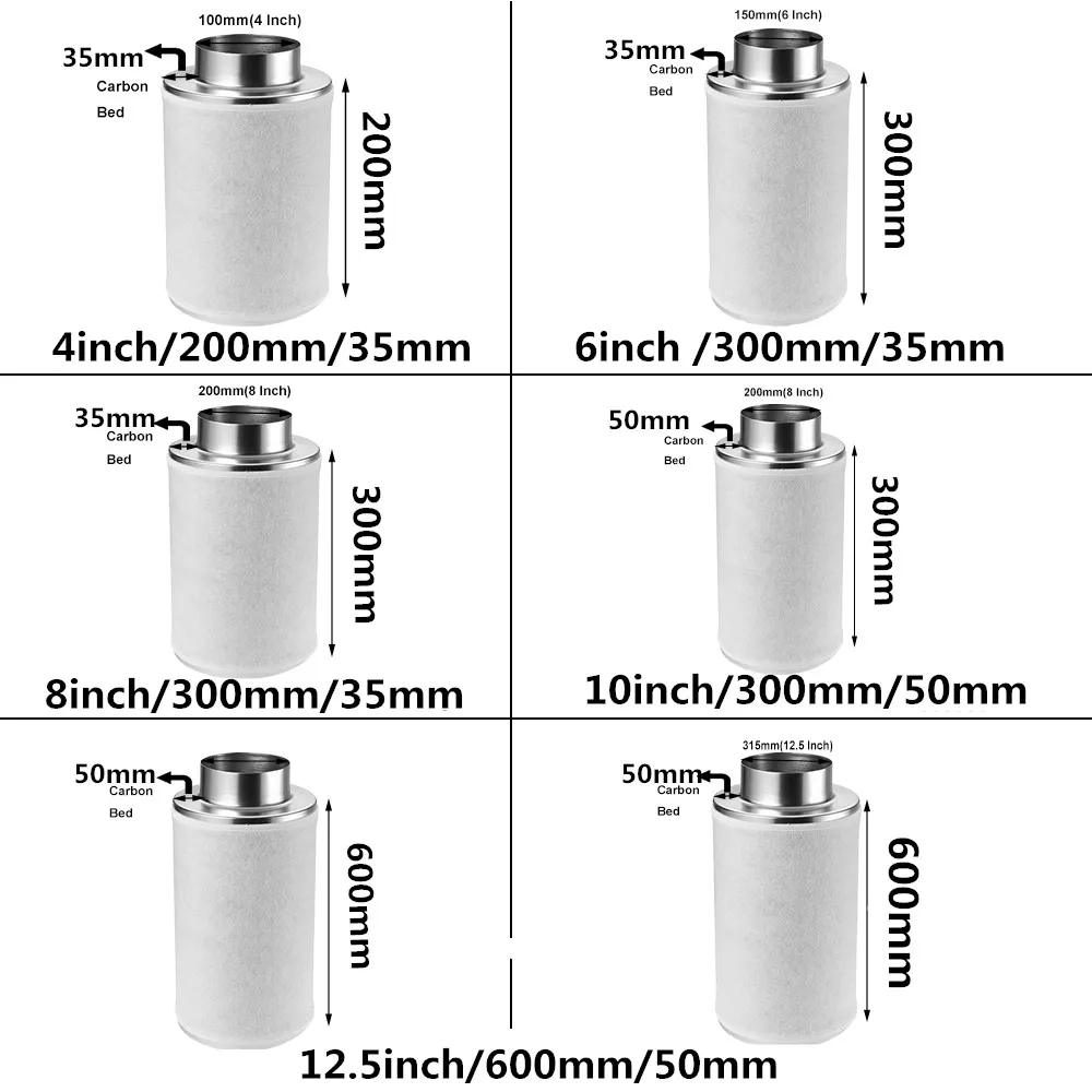 4/6/8 Grow Tent inch Inline Adjustable Speed Low Noise Control Fan Air Duct Purifier Filter Set ForLed Grow LIght Indoor GrowBox